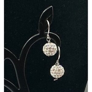 Sparkling Crystal Ball Drop Earrings Silver Tone Dangle Hook‎ Women's Jewelry
